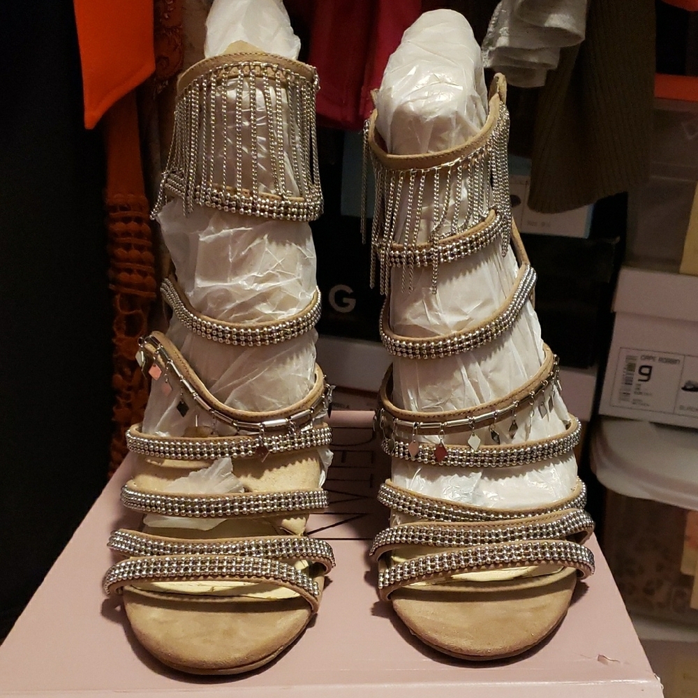 Women's Tan Beaded Sandals